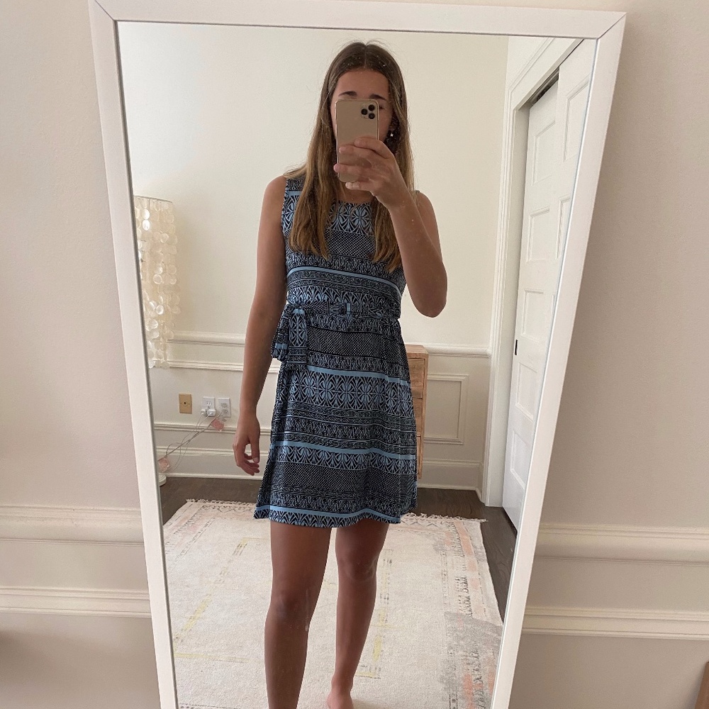 Blue and black work dress